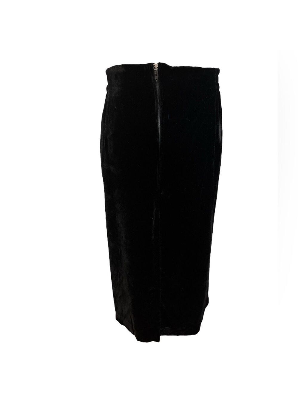 NWT 90s STEPHANIE QUELLER VELVET BLACK MIDI PENCIL SKIRT LUXURY SZ 14W - Picture 5 of 8